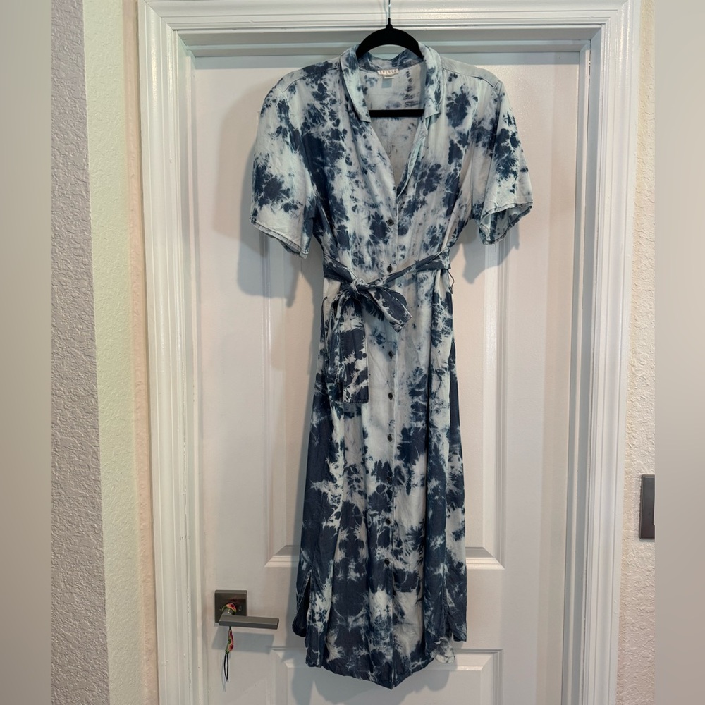 Blue Tie-Dye Midi Dress L